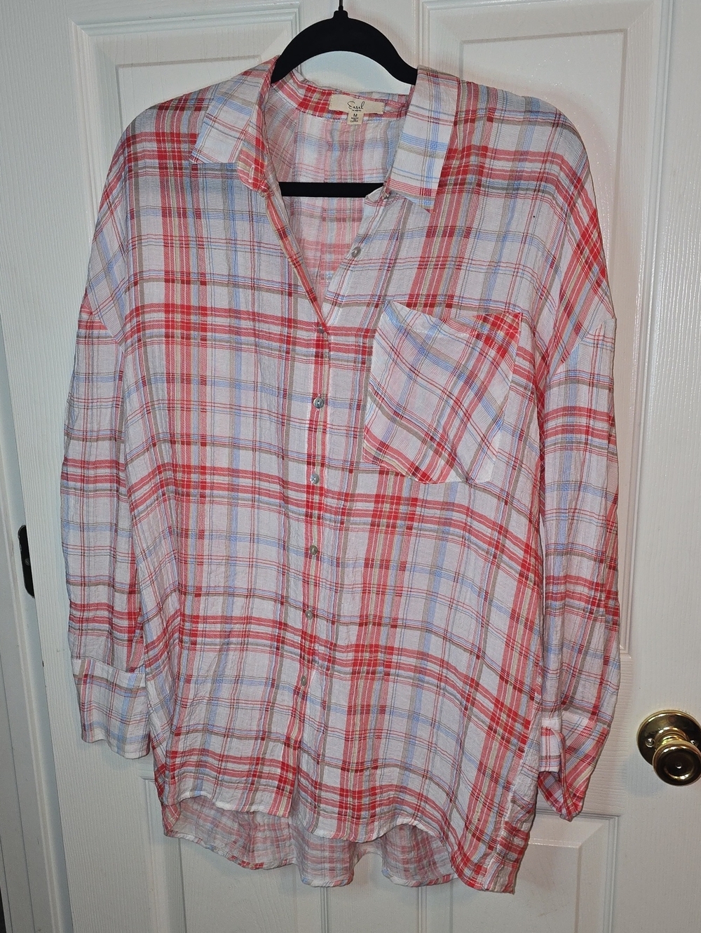 easel Red and Blue Plaid Button-Down Shirt